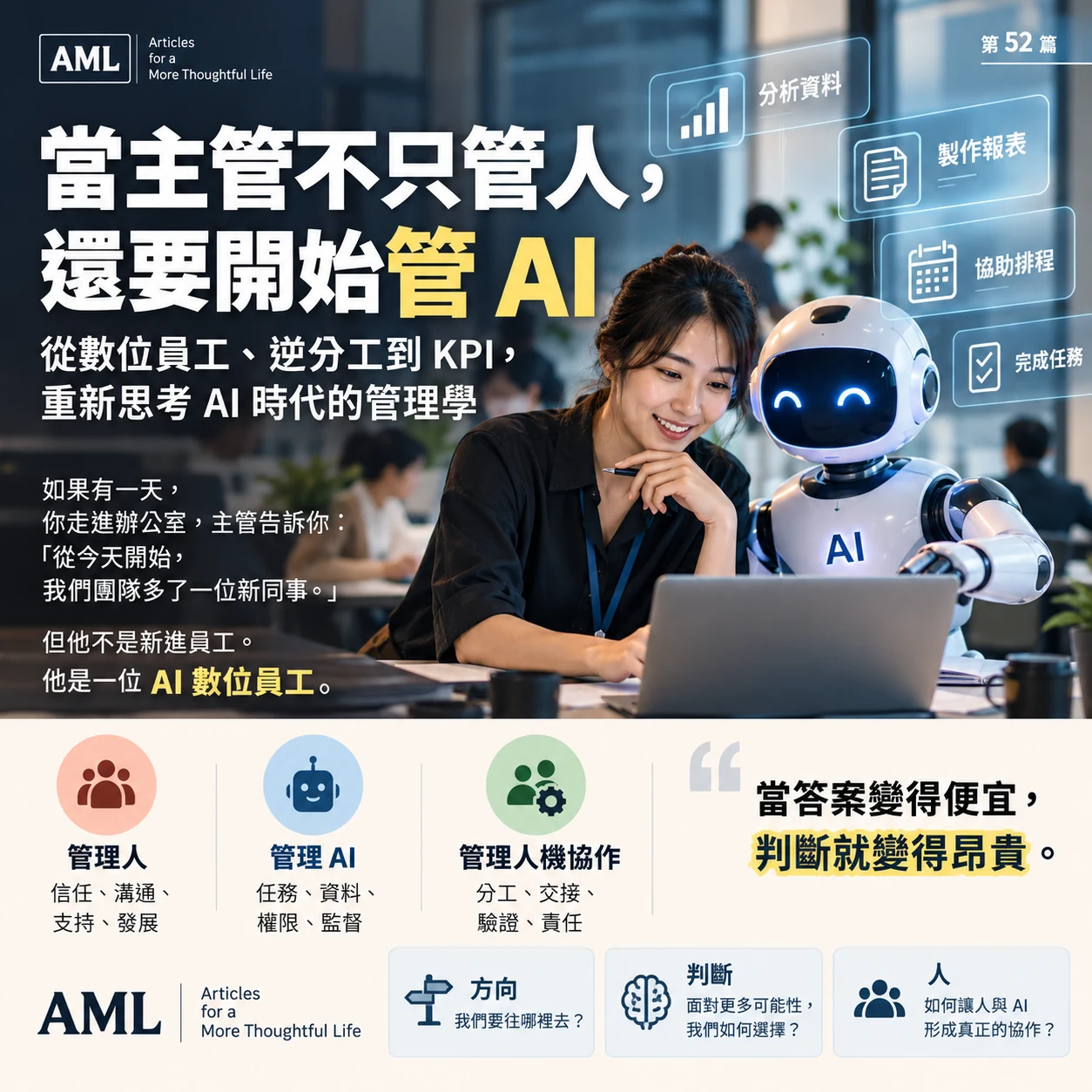 AML 第52篇文章海報：當主管不只管人，還要開始管 AI