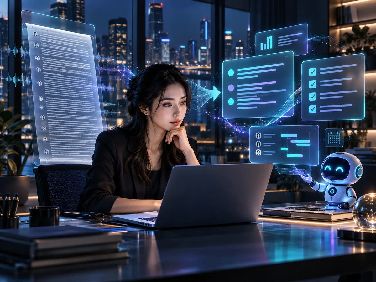 AI 協助整理會議紀錄的工作情境